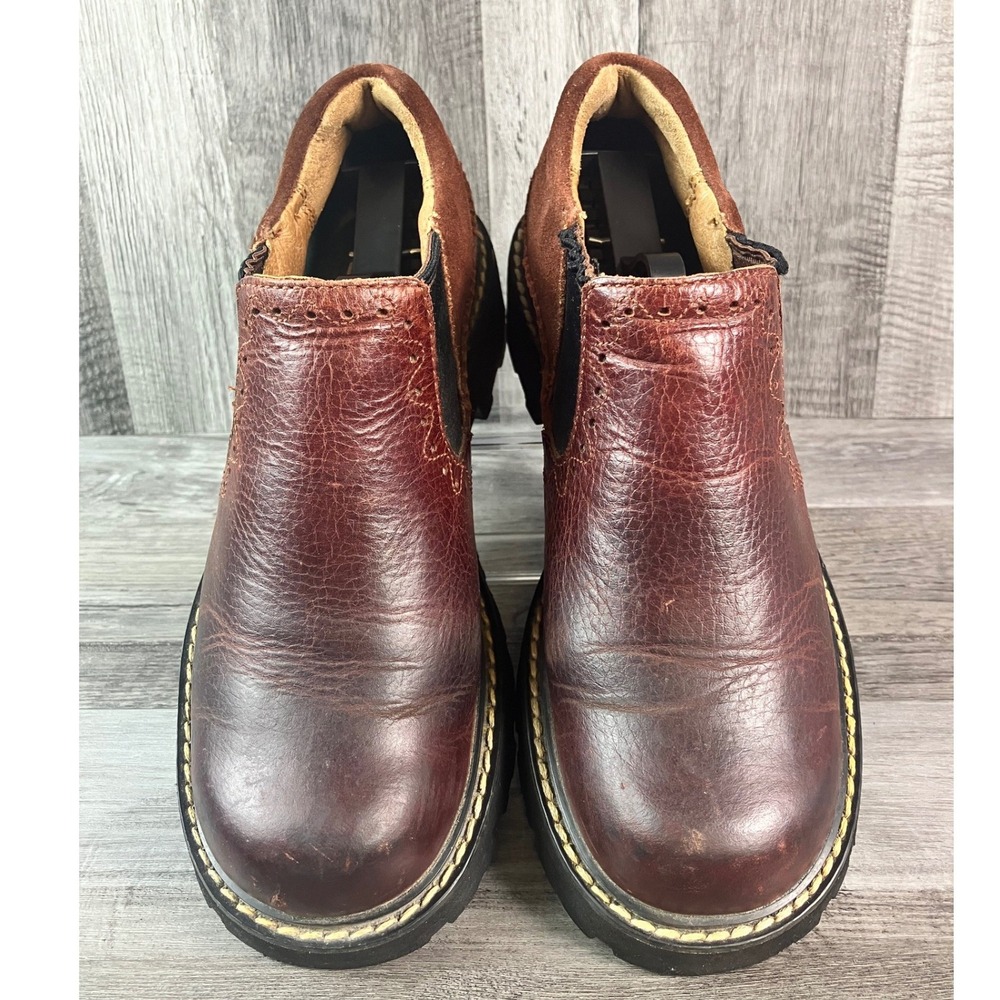 Ariat 16930 Brown Leather Suede Chunky Platform Slip On Clogs Shoes Womens 6.5 B - Picture 3 of 7